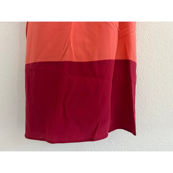 BCBG V-Neck 100% Silk Color Block Mini Dress Small Artsy Boho Romantic Beach - Picture 8 of 13